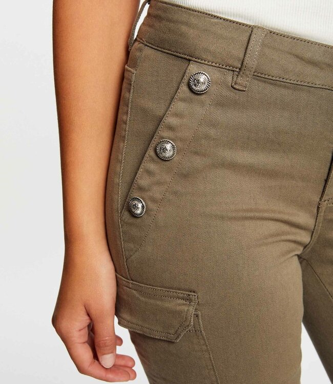 Morgan Skinny cargo trousers with buttons raw denim 232-Pema2 Kaki
