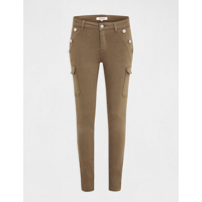 Morgan Skinny cargo trousers with buttons raw denim 232-Pema2 Kaki