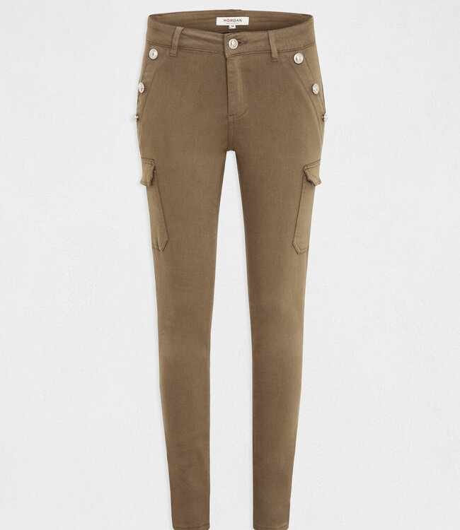 Morgan Skinny cargo trousers with buttons raw denim 232-Pema2 Kaki