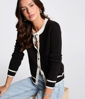 Morgan Vest ronde hals  251-Mbeya Zwart/ Wit