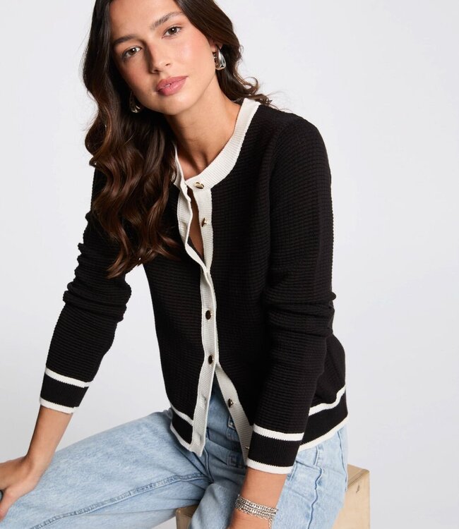 Morgan Vest ronde hals  251-Mbeya Zwart/ Wit