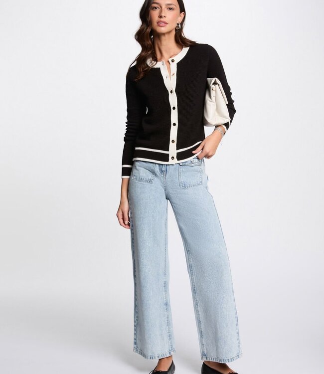 Morgan Vest ronde hals  251-Mbeya Zwart/ Wit