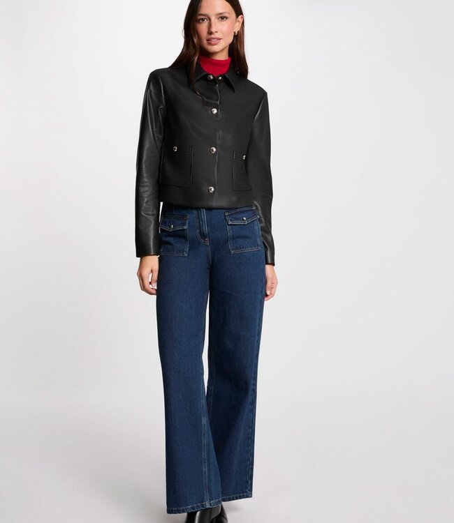 Morgan Kort kunstleer Jasje 251-Gkiss Zwart