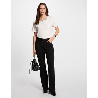Morgan Bootcut Broek met knopen 251-Pemak Zwart