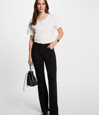 Morgan Bootcut Broek met knopen 251-Pemak Zwart