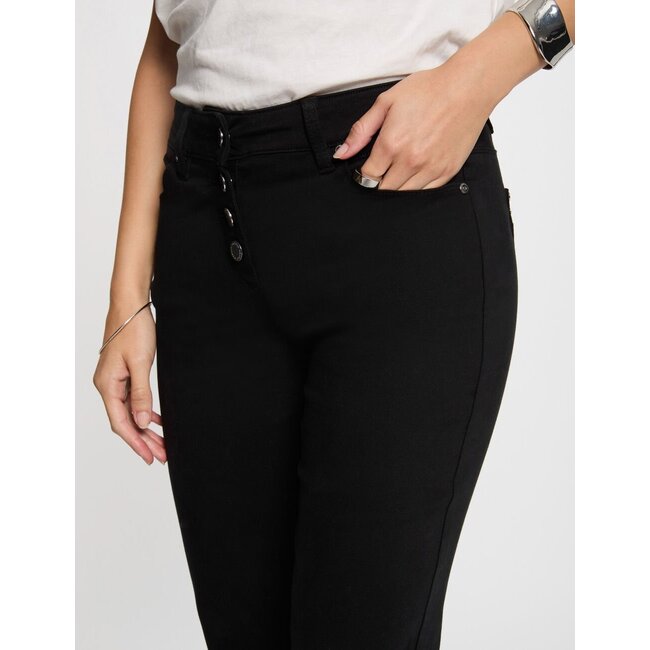 Morgan Bootcut Broek met knopen 251-Pemak Zwart