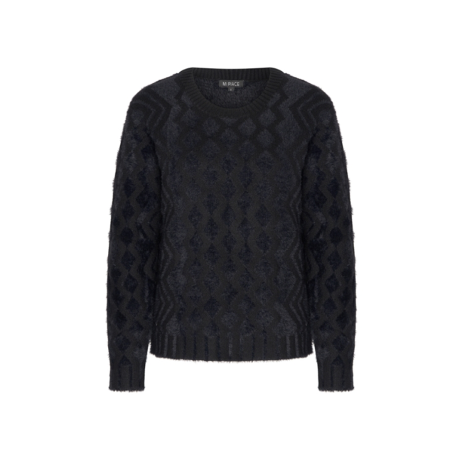 MI PIACE Trui Hairy Jaquard 2543 Black