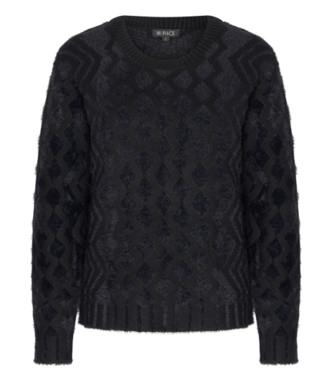 MI PIACE Trui Hairy Jaquard 2543 Black