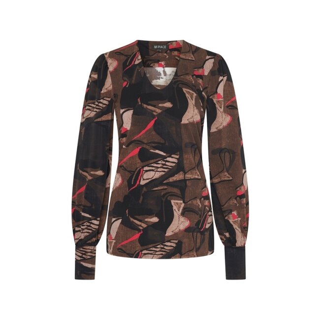 MI PIACE Travel Top Pofmouw  Print  2226 BLack/Brown