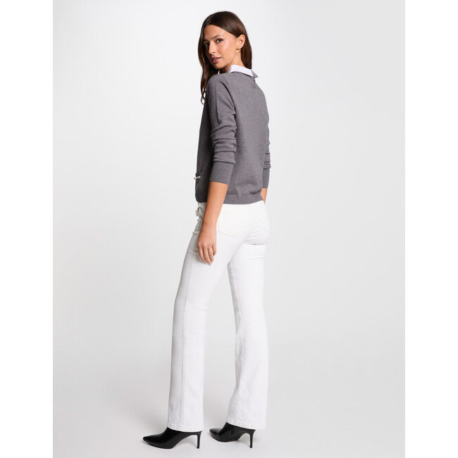 Morgan Trui met overhemdkraag 251-Mshirt Lichtgrijs