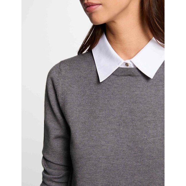 Morgan Trui met overhemdkraag 251-Mshirt Lichtgrijs