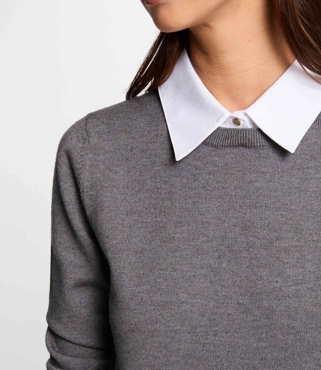 Morgan Trui met overhemdkraag 251-Mshirt Lichtgrijs