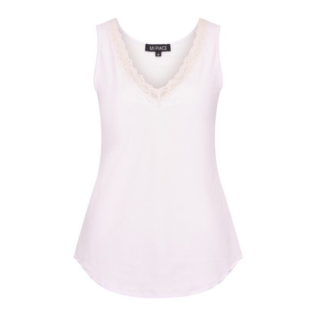 MI PIACE Travel Top met Kant Uni 2129 Off White