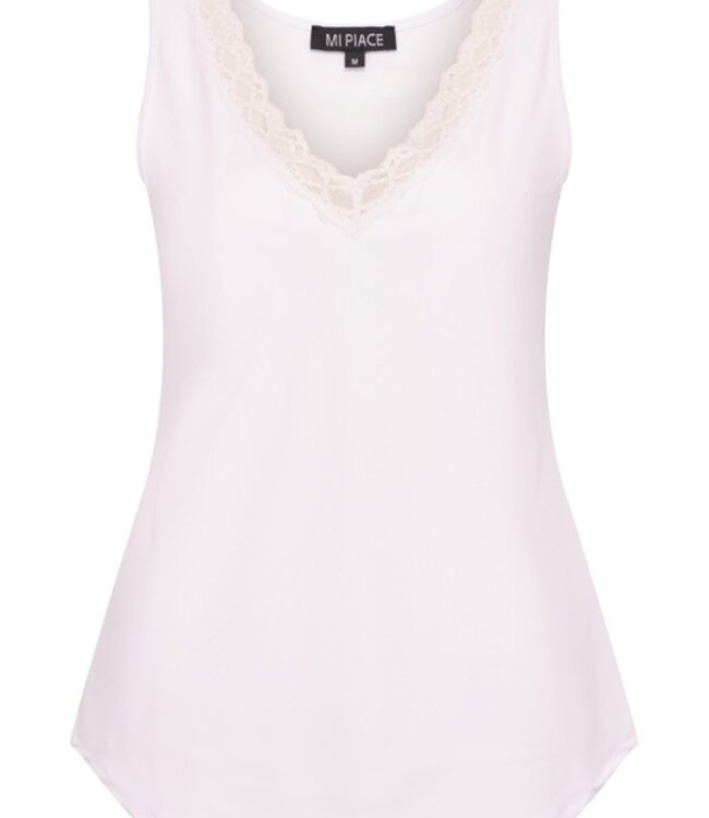 MI PIACE Travel Top met Kant Uni 2129 Off White