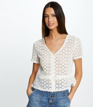Morgan T-shirt met korte Mouwen en Kant  231-Date ivoor