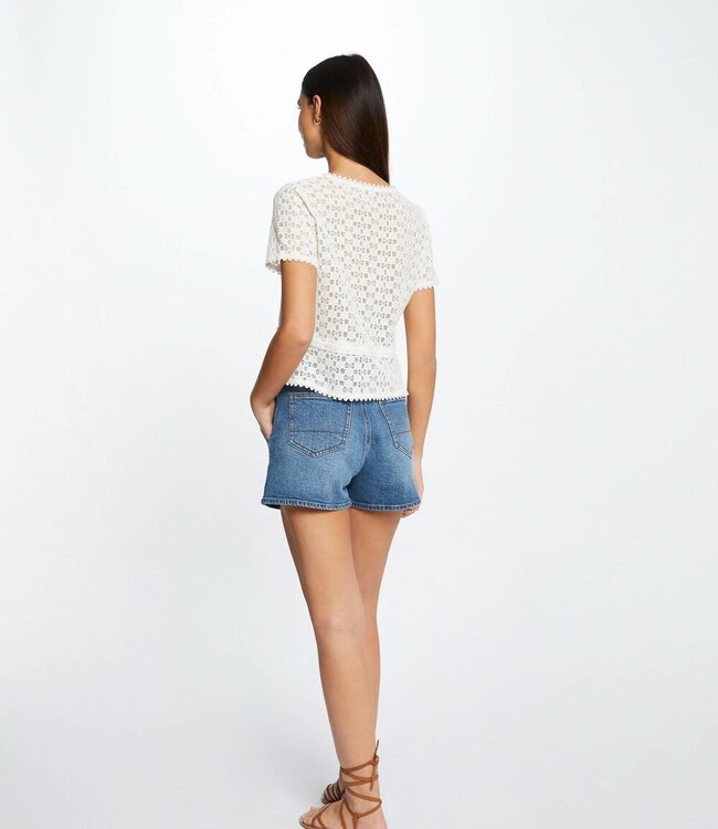 Morgan T-shirt met korte Mouwen en Kant  231-Date ivoor