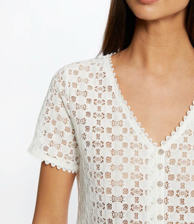 Morgan T-shirt met korte Mouwen en Kant  231-Date ivoor