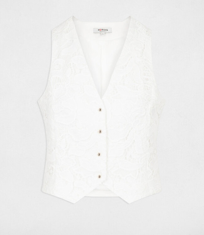 Mouwloos kanten Vestje 242-Onfleu Ivoor