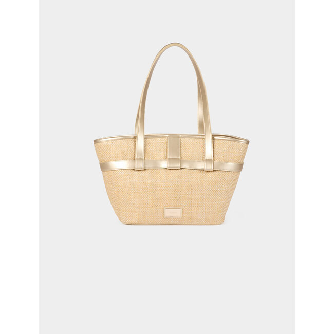 Gevlochten Shopper Tas 251-2Pia beige