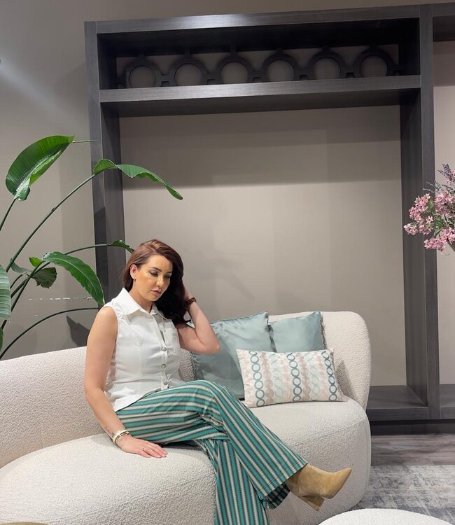 G-maxx Marbella Pants Cappuccino/Bird'S Egg Green