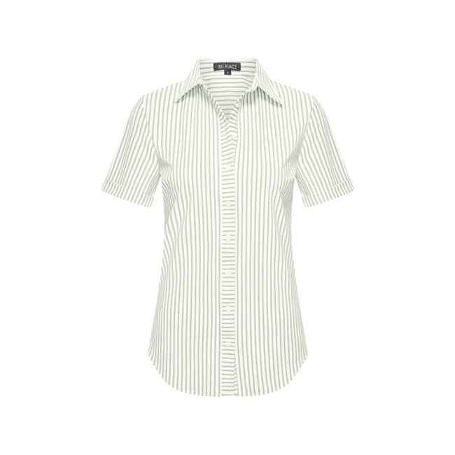 MI PIACE Travel Blouse Stripe Print 2031 Lilypad Off White