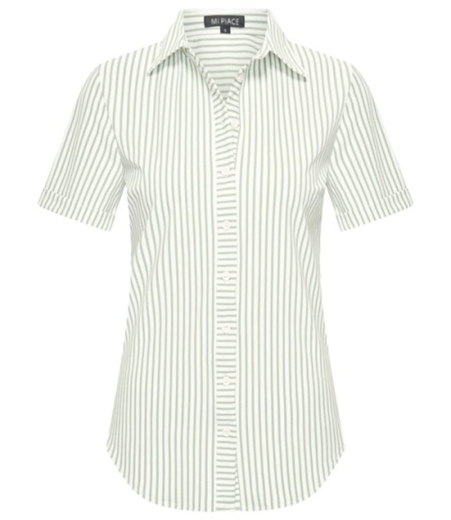 MI PIACE Travel Blouse Stripe Print 2031 Lilypad Off White