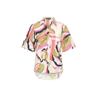 MI PIACE Travel Blouse Wijde Mouw Picasso Print 2502 Multicolour