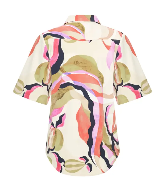MI PIACE Travel Blouse Wijde Mouw Picasso Print 2502 Multicolour