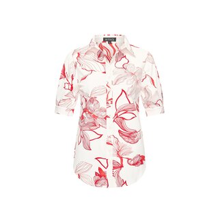 MI PIACE Travel Blouse Korte mouwen Flower Print 2270 Off  White - Red