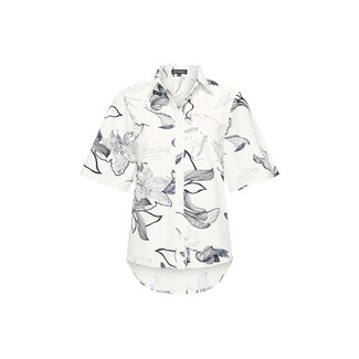 MI PIACE Travel Blouse Wijde Mouw  Print 2502 Off White - Dark Blue