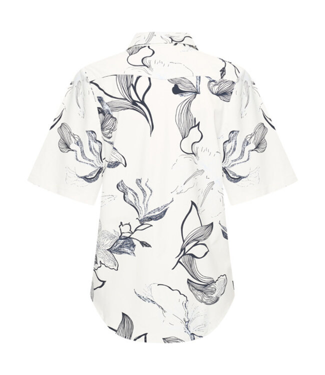 MI PIACE Travel Blouse Wijde Mouw  Print 2502 Off White - Dark Blue