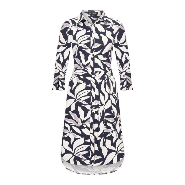 MI PIACE Travel Jurk Flower Print 2092 Dark Blue - Off White