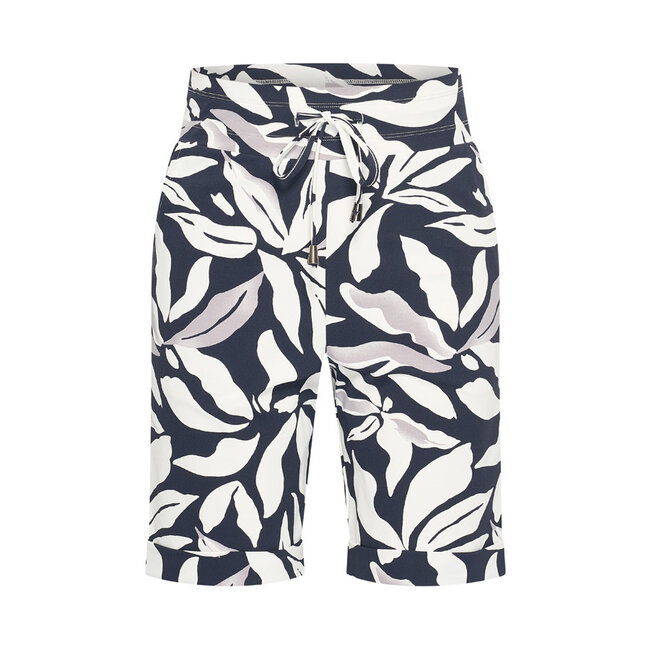 MI PIACE Travel Shorts Flower Print 2423 Dark Blue - Off White