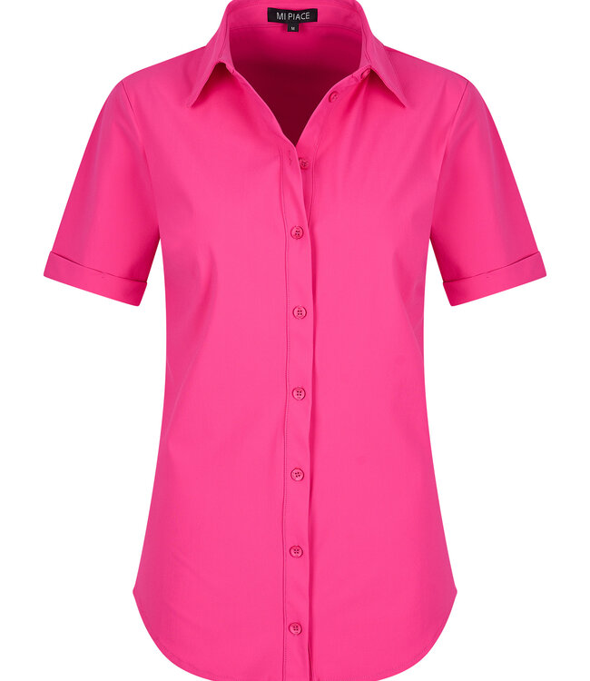 MI PIACE Travel Blouse Korte Mouwen Uni 2031 Fuchsia