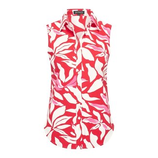 MI PIACE Travel Blouse Mouwloos Flower Print 2299 Red/Off White