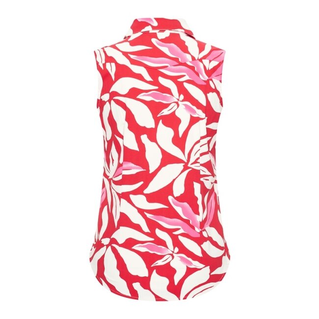 MI PIACE Travel Blouse Mouwloos Flower Print 2299 Red/Off White