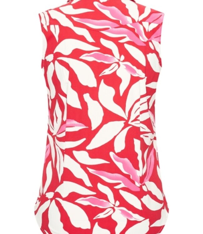 MI PIACE Travel Blouse Mouwloos Flower Print 2299 Red/Off White