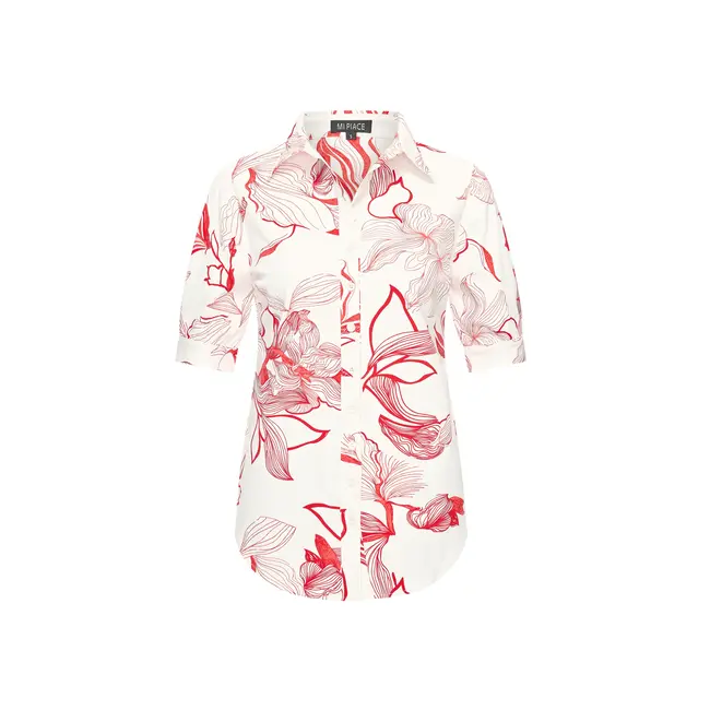 MI PIACE Travel Top Mouwloos Print Flower 2299 Off White Red
