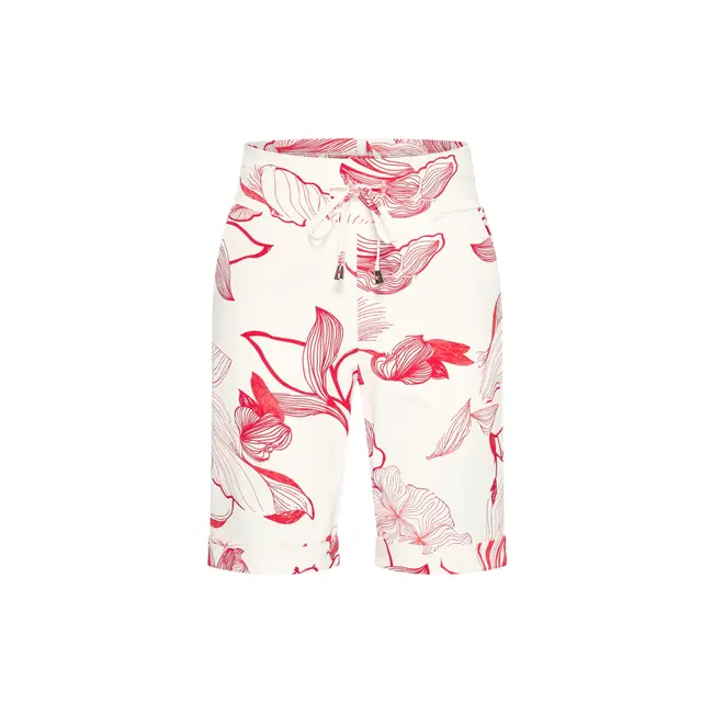 MI PIACE Travel Shorts Flower Print 2423 Off White Red