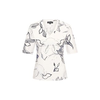 MI PIACE Travel Top flowers print  2271 Off White Dark Blue