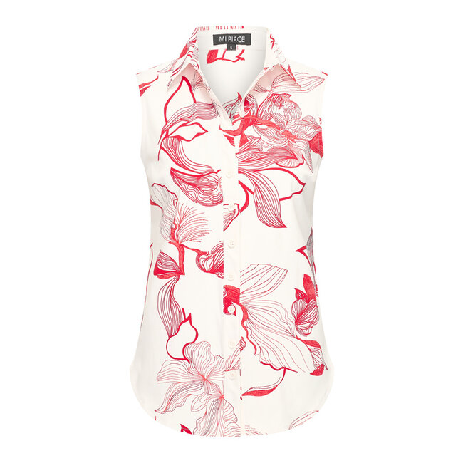 MI PIACE Travel Top Mouwloos Print Flower 2299 Off White Red