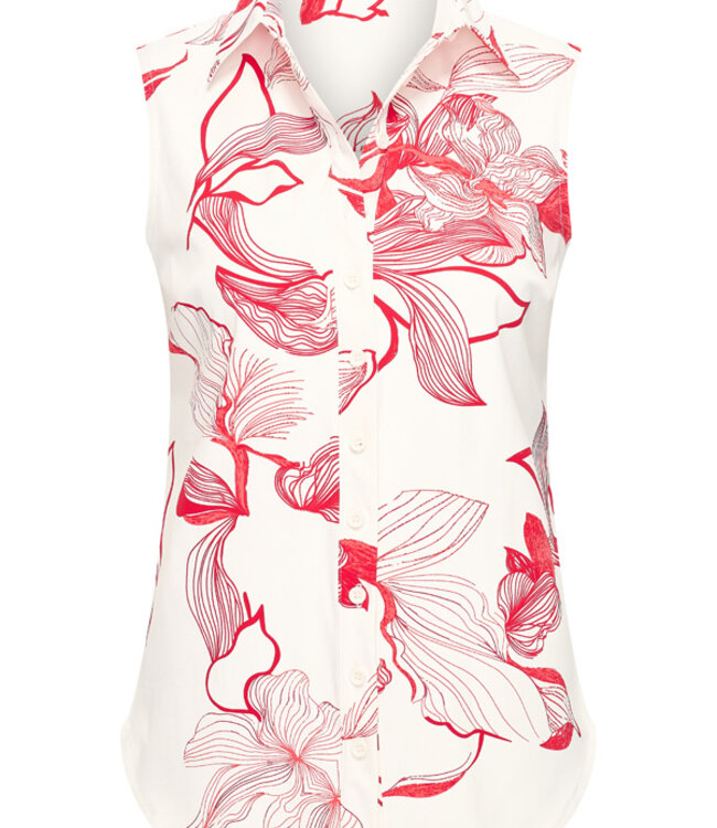 MI PIACE Travel Top Mouwloos Print Flower 2299 Off White Red