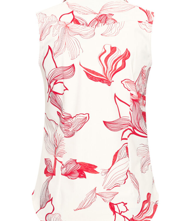 MI PIACE Travel Top Mouwloos Print Flower 2299 Off White Red