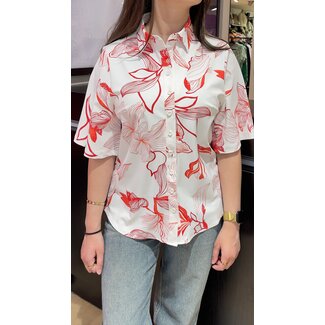 MI PIACE Travel Blouse Wijde Mouw  Print 2502  Off White Red