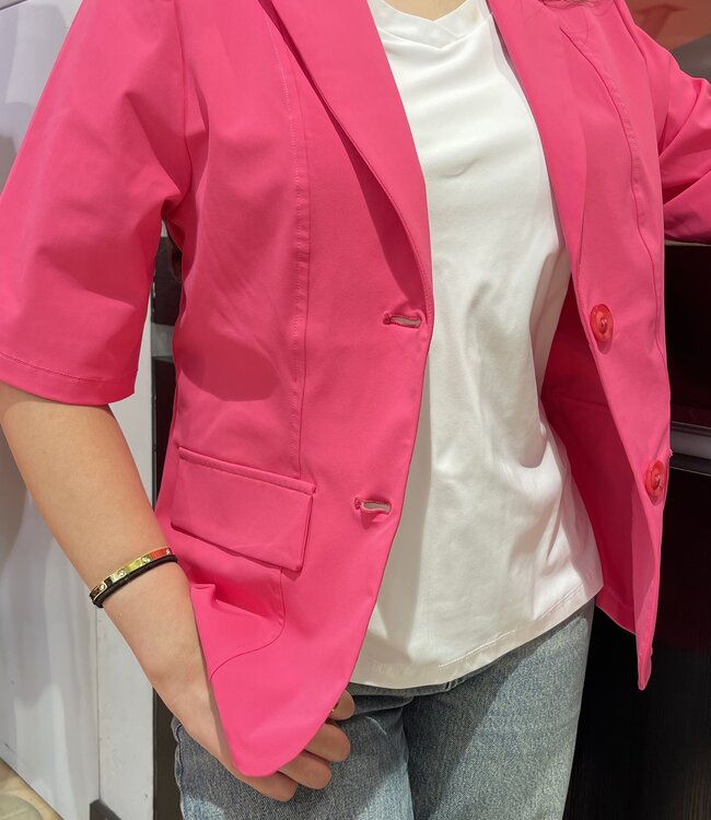 MI PIACE Travel Blazer uni Korte Mouwen 2622 Fuchsia