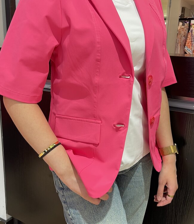 MI PIACE Travel Blazer uni Korte Mouwen 2622 Fuchsia