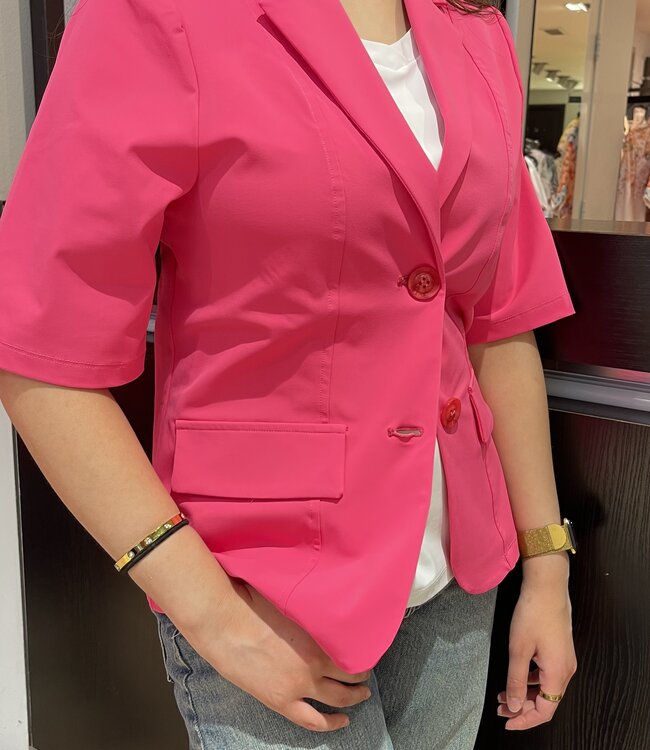 MI PIACE Travel Blazer uni Korte Mouwen 2622 Fuchsia