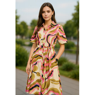 MI PIACE Travel Jurk Picasso Print 2614 Multicolour