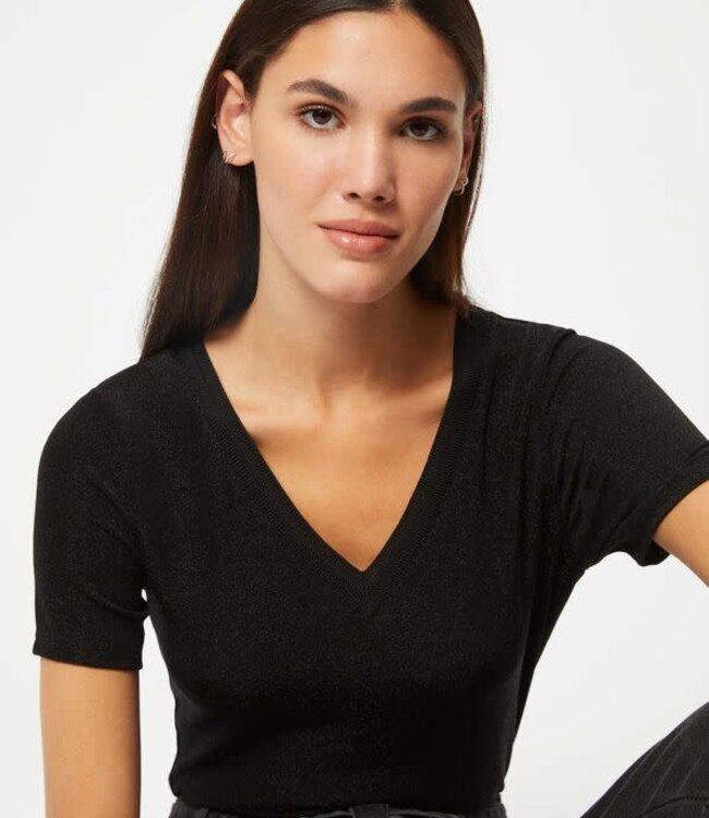 Morgan Short-sleeved t-shirt with V-neck 212-Diwi Black