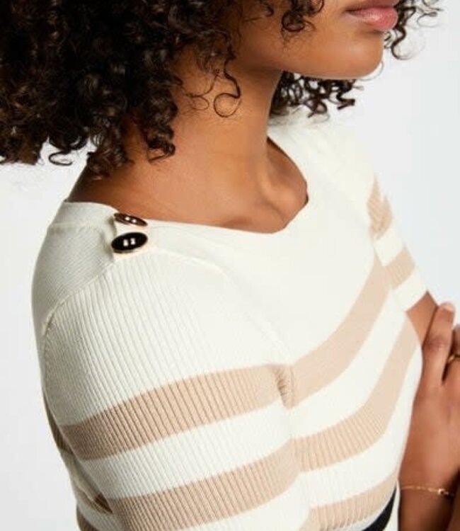 Morgan Striped Jumper Short-sleeves 252-Mpiana Ivory